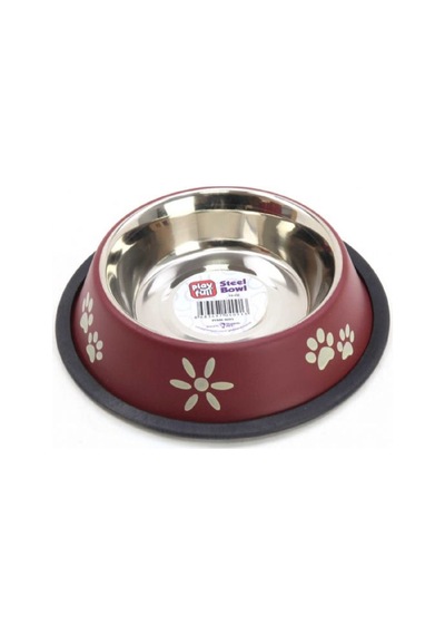 Playfull Pati ve Çiçek Desenli Çelik Mama ve Su Kabı 16 Oz PFMK-4091