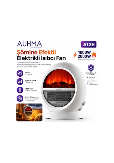 Auhma AT2H 2000 W Şömine Efektli Elektrikli Isıtıcı