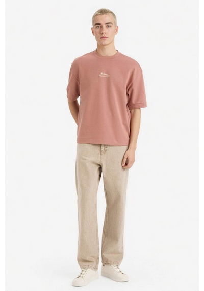 Defacto Nefes Alabilen Loose Fit Baskılı Tişört F8147ax26spbr496 Bordo-br496