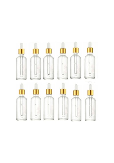 50 Cc Cam Damlalıklı Şeffaf Şişe 50 Cc 50ml X 12 Adet / Ecza Şişesi / Dropper Şişe Şeffaf Cam Şeffaf