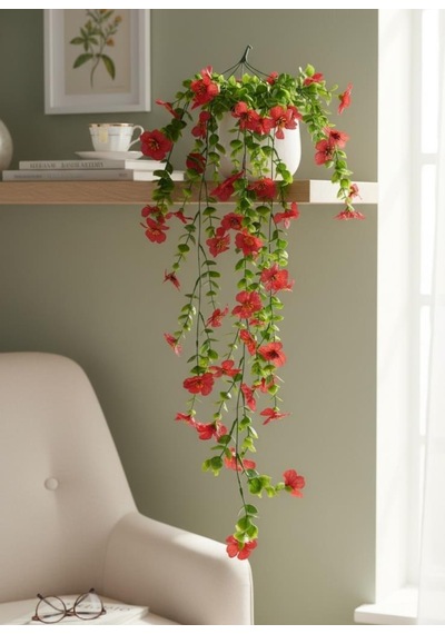 Yapay Çiçek Fuşya Sarkan Mineli Okaliptus Şimşir Yapay Sarmaşık 5dal 60cm Pembe