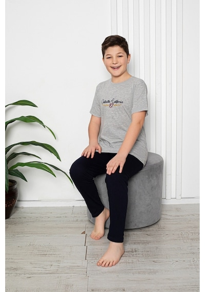 Asel Erkek Çocuk Pijama Takımı Gri