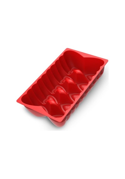 Kalp Desenli Risotto Silikon Baton Kek Kalıbı 26x16 Cm Kırmızı