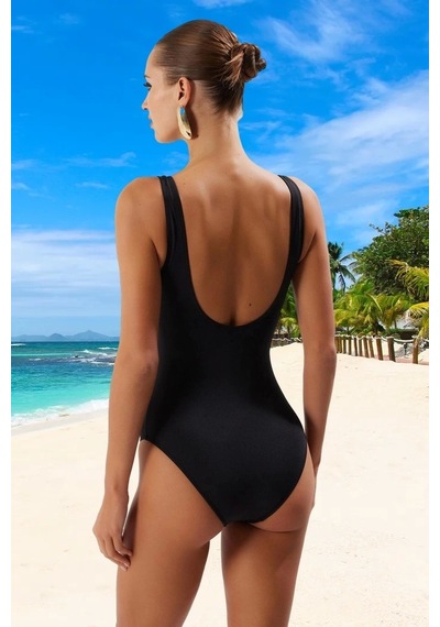 Ersefa Yüzme Kıyafeti Tasarım Mayo Klora Dayanıklı Swimsuit Şık Detaylı Siyah