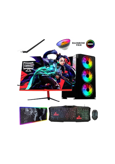 Ramtech Stunner X10 i5-4570 16 GB 512 GB SSD 4 GB GTX1050Ti 23.6" Dos Masaüstü Oyuncu Bilgisayarı