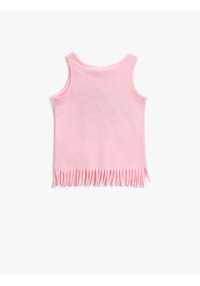 Koton Baskılı Atlet Pamuklu Püsküllü Pembe 1ymg39264ok