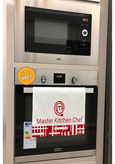 Valerine Life Master Kitchen Chef Kırmızı Mutfak Kurulama Fırın Beyaz El Havlusu %100 Pamuklu 35x50c Beyaz