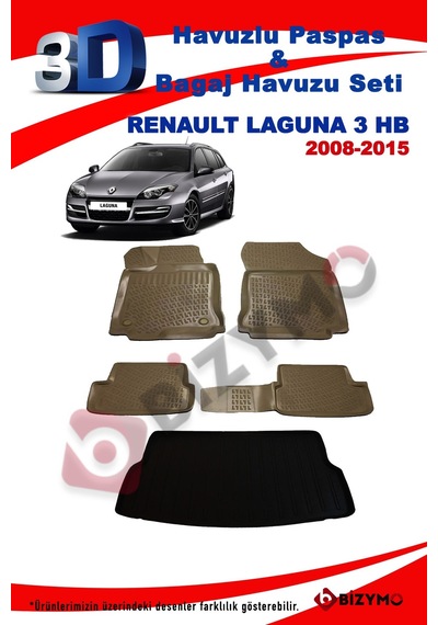 Renault Laguna 3 Hb 2008-2015 Bej Havuzlu Paspas Ve Bagaj Seti Bi Bej