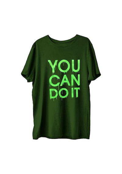 Top Glory Youcan Baskılı Penye Boks Sporcu T-Shirt (532150044) Yeşil