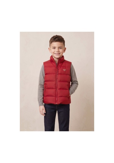 Deniva Kids Unisex Çocuk Kırmızı Dik Yaka Fermuarlı Cepli Şişme Yelek