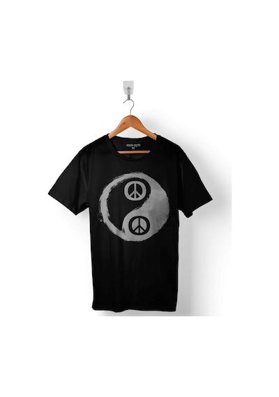 Yin Ying Yang Barış Simge Sembol Logosu Baskılı Tişört Unisex T-shirt 001