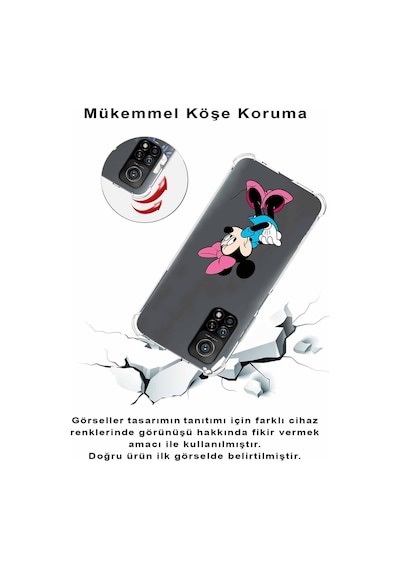 Xiaomi Redmi K20 Köşe Korumalı Antişok Kapak Minnie Mouse Tasarımlı Şeffaf Kılıf