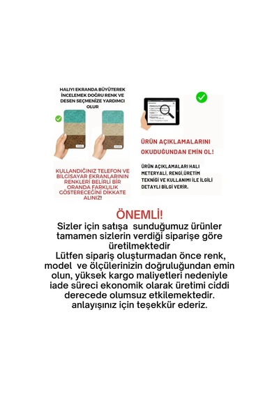 Ayrex Bazaarforum Pamuk Dokuma Taban Kaymaz Tüy Dökmeyen Vintage Halı Salon Halısı Mutfak Halısı Koridor Halısı Diğer