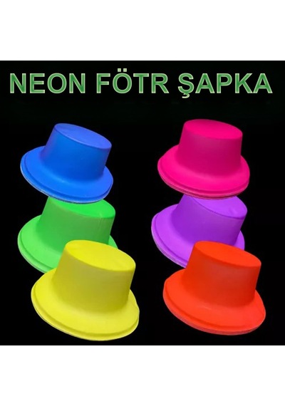 Neon Partisi Sarı Renk Plastik Fötr Şapka - Zmff-874097 Renkli