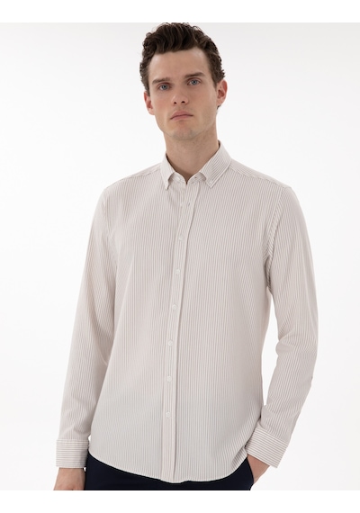 Pierre Cardin Erkek Bej Gömlek Desenli 50301583-vr011 Bej