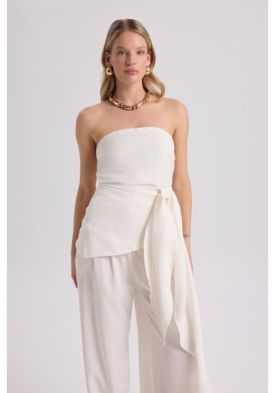 Mai Collection Mai Studios Co. Mila Beyaz Bluz Pantolon Takım Beyaz