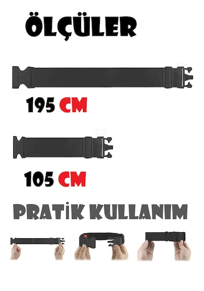 Reaktör Siyah Valiz Bavul Emniyet Kemeri 1 Adet Sarı