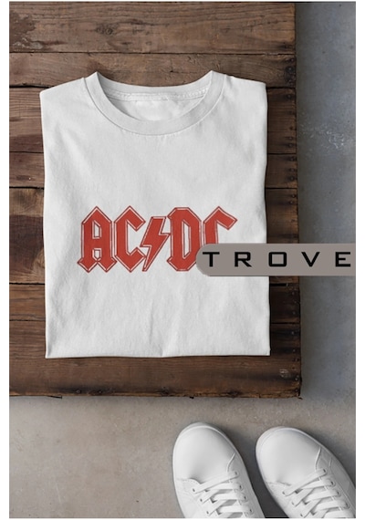 Startmore Unısex Kadın Erkek Ac/dc Young Kardeşler %100 Pamuk Baskılı Siyah Beyaz T-shirt Beyaz