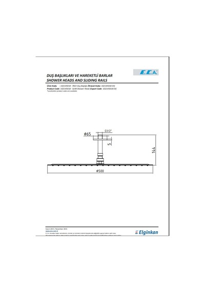Eca Tepe Duş Q500 Mm 102145018