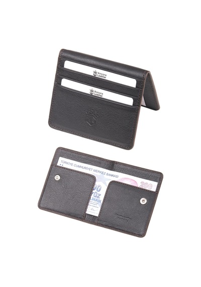 Ancora Leather Hakiki Deri Para Bölmeli Çıtçıtlı Portföy-unisex-26210 Kahverengi