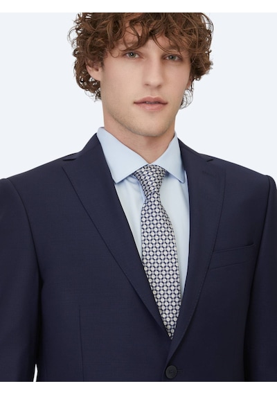 Saks Düz Regular Fit Yün Karışımlı Takım Elbise Saks
