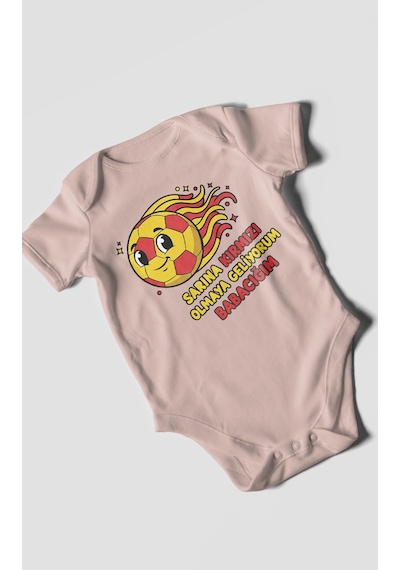 Sarına Kırmızı Olmaya Geliyorum Babacığım V2 Baskılı Bebek Zıbını Çıtçıtlı Body 8 Renk %100 Pamuk Kısa Kol Pastel Pembe