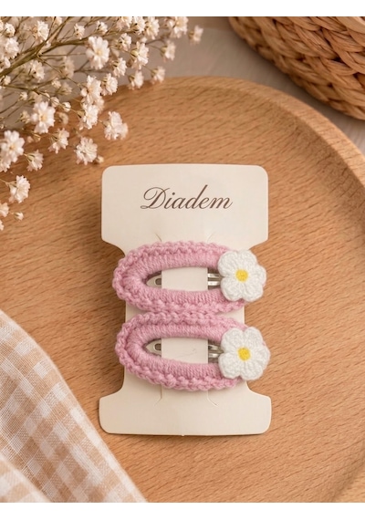 Diadem Aksesuar Diadem El Örgüsü Küçük Papatya Pembe