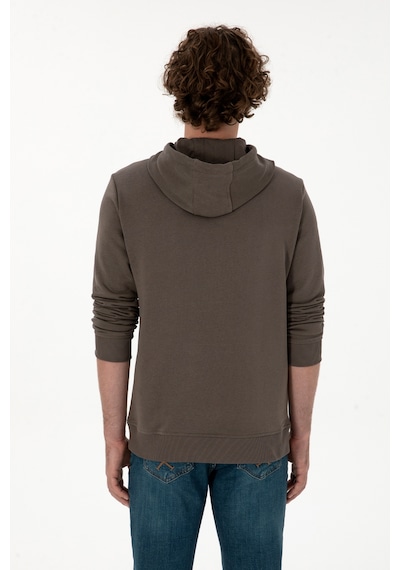 U.S. Polo Assn. Erkek Regular Fit Kapüşonlu Vizon Basic Sweatshirt 50313720-VR052