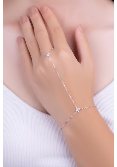 Thalia 18 Ayar Beyaz Altın Kaplama 24 Cm Gümüş Şahmeran Rodyum