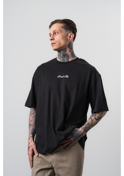 Respire Erkek Private Baskılı Oversize T-shirt Siyah