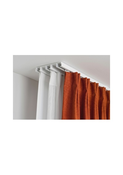 Alüminyum Üç Kanallı Metal Perde Kornişi - Ultra Dayanıklı Üçlü Korniş Beyaz150cm - 856870529 Beyaz150cm