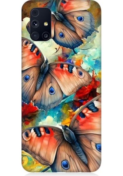 Samsung Galaxy M31s Uyumlu Soft Renkli Kelebekler Desenli Silikon Kılıf