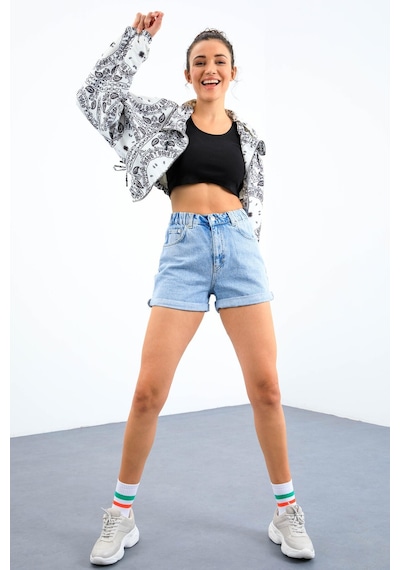 Tommy Life Lacivert Basic Sıfır Kol Dar Kalıp U Yaka Kadın Crop Top Atlet - 97162 Lacivert