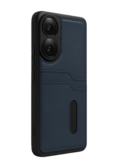 Oppo A38 Sara Kartvizitli Deri Kılıf - Lacivert 0.2M-Çok Renkli