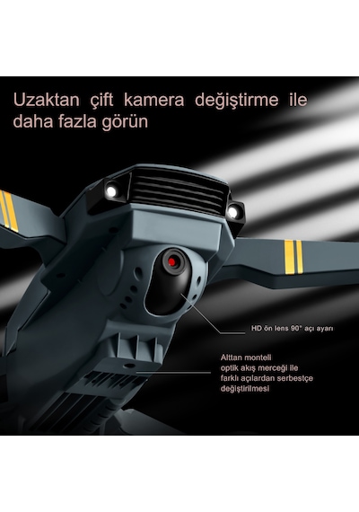 Piha E58 DRONE Yeni Fırçasız Motor 2 Batarya İle 30 DK Uçuş Süresi Hd 720p Çift Kameralı Taşıma Çantalı
