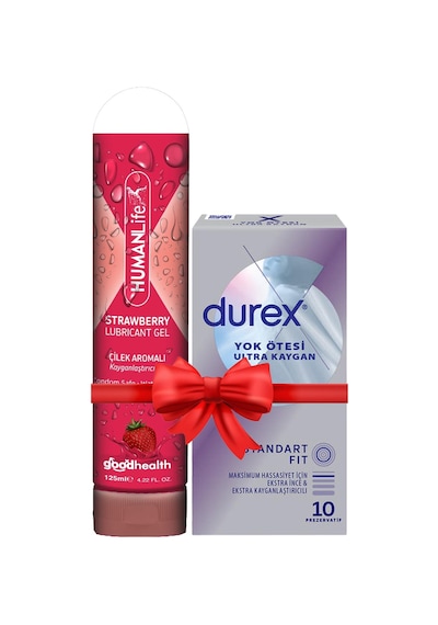 Humanlife Çilek Aromalı Kayganlaştırıcı Jel 125 ML + Durex Yok Ötesi Ultra Kaygan Prezervatif 10'lu