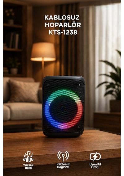 Torima KTS-1238 Bluetooth 5.0 RGB Işıklı Kablosuz Speaker