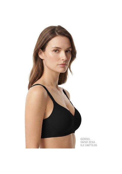 Cottonill Seamless Bra - Valora Siyah Lazer Kesim Balensiz Kadın Sütyen