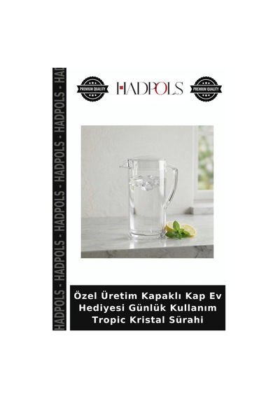Özel Üretim Kapaklı Kap Ev Hediyesi Günlük Kullanım Tropic Kristal Sürahi