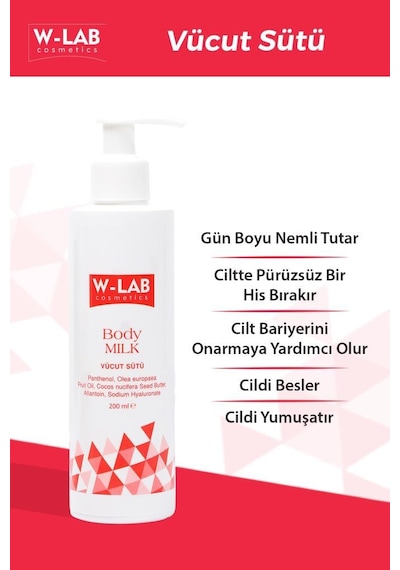 W-Lab Cosmetics Body Milk Vücut Sütü 200 ML
