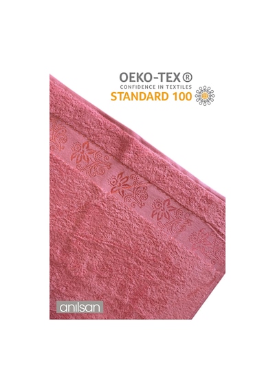 2'li Flora Pembe Banyo Havlusu - 70x140cm, 490gr, %100pamuk, Spa Ve Otel Havlusu Pembe