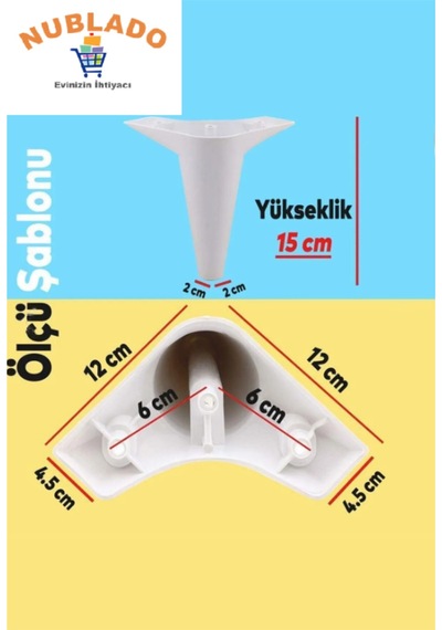 Aspen Lüks 15 Cm Beyaz Ayak Mobilya Kanepe Koltuk Yükseltici Ayağı Ayakları. Beyaz Diğer
