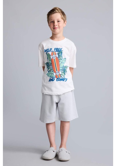 Defacto Regular Fıt Baskılı 2li Ecru Pijama Takımı Erkek Çocuk H8045a826hser105 Ekru-er105