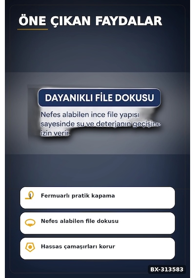 Fermuarlı 40x50 Cm Çamaşır Yıkama Filesi - Hassas Kıyafet Koruma Torbası Bx-313583 Çok renkli