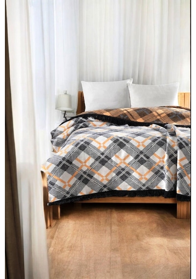 4 Mevsim Pamuklu Battaniye - Yumuşak Ve Hafif Konfor Gri Sarı 200cm X 220cm Gri