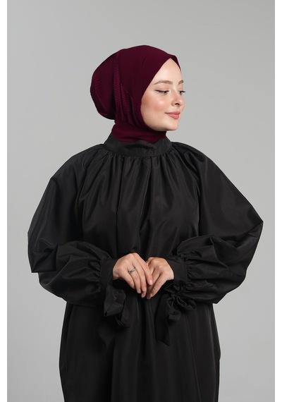 Hürrem Bone Bordo Pratik Hazır Geçmeli Tesettür Eşarp Sandy Arkadan Çıtçıtlı Piliseli Hijab 2406 16 Bordo