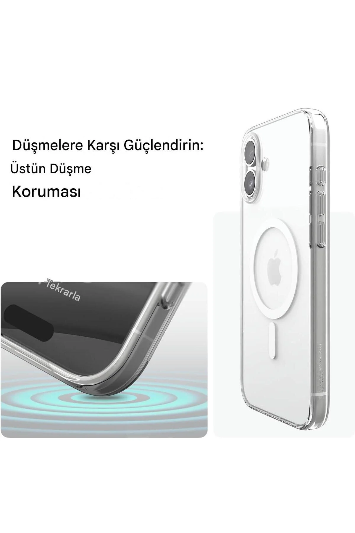 İphone 16 Plus Şeffaf Mika Kılıf Magsafe Uyumlu Sararmayan İnce Koruyucu Telefon Kılıfı Seffaf
