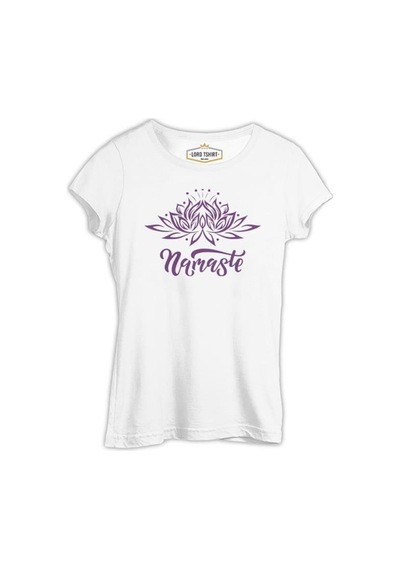 Yoga - Lotus Namaste Beyaz Kadın Tshirt