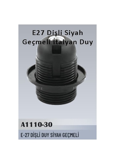 20 Adet E27 Dişli Siyah Geçmeli İtalyan Duy