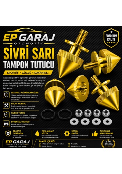 Universal Bütün Araçlara Uyumlu Sivri Sarı Tampon Tutucu Sportif Ve Güçlü Görünüm
